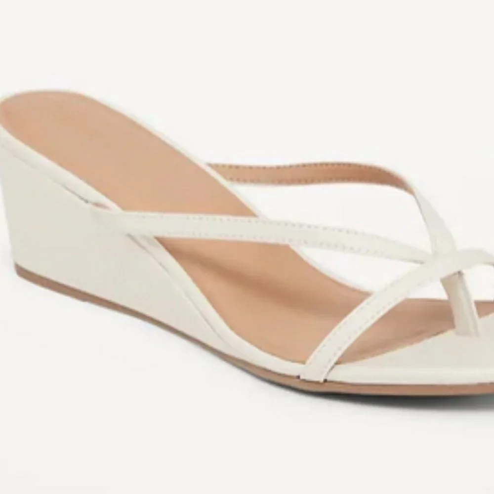 PINK Strappy Faux-Leather Wedge Thong Sandals for Women size 10 - Picture 6 of 6